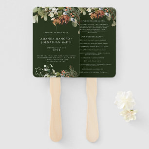 Watercolor Floral Arrangements Wedding Program Hand Fan