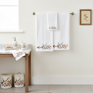 Watercolor floral arrow bath towel set