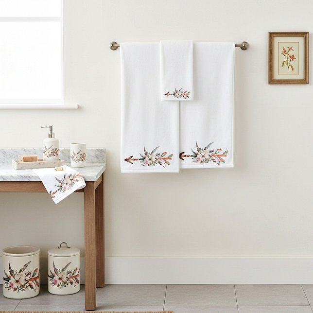 Watercolor floral arrow bath towel set (Creator Uploaded)