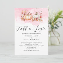 Watercolor Floral Autumn Pink Pumpkin Fall Wedding