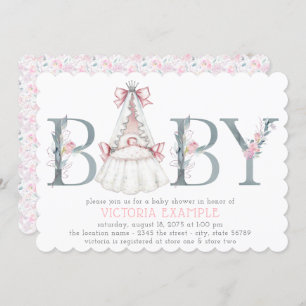 Watercolor Floral Baby Girl Shower Invitations