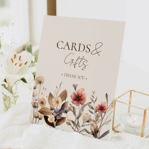 Watercolor Floral Baby Shower Cards and Gifts Pedestal Sign