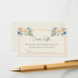 Watercolor Floral Baby Shower Diaper Raffle Enclosure Card