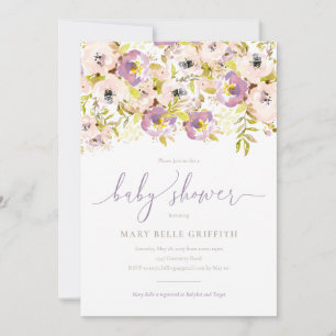 Watercolor Floral Baby Shower Invitation