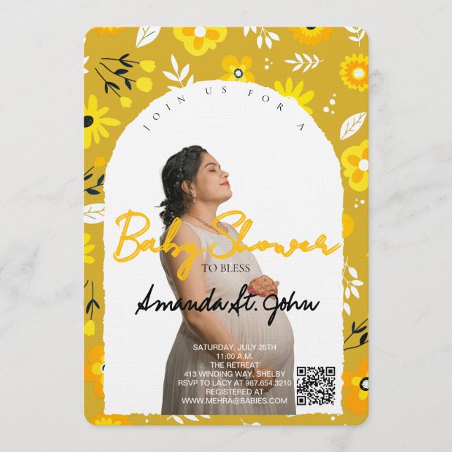 Watercolor Floral Baby Shower Invitation (Front)