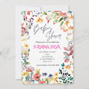 Watercolor Floral Baby Shower  Invitation