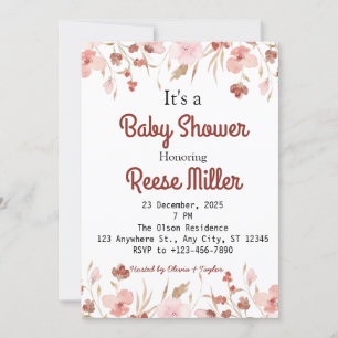 Watercolor Floral Baby Shower Invitation