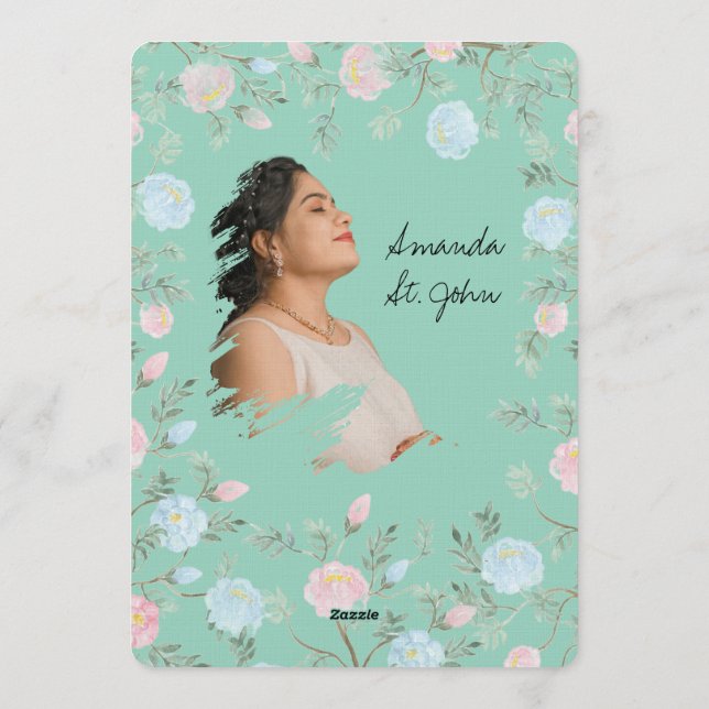 Watercolor Floral Baby Shower Invitation (Back)