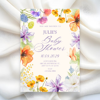 Watercolor floral baby shower invitation
