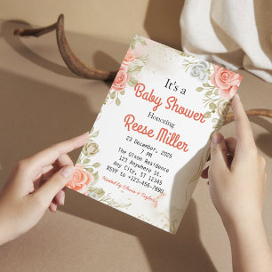 Watercolor Floral Baby Shower Invitation