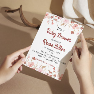 Watercolor Floral Baby Shower Invitation