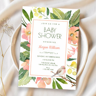 Watercolor floral baby shower invitation