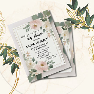 Watercolor Floral Baby Shower Invitation