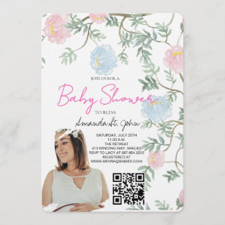 Watercolor Floral Baby Shower Invitation