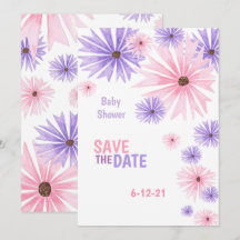 watercolor floral baby shower save the date card