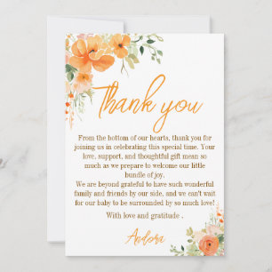 Watercolor Floral Baby Shower Thank You Card