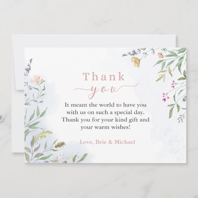 Watercolor Floral Baby Shower Thank you Card (Front)
