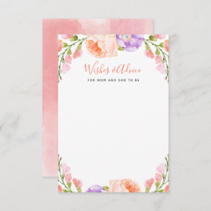 Watercolor Floral Baby Shower Wishes and Advice Invitation