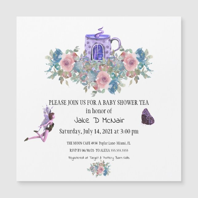 Watercolor Floral Baby Tea Party Invitation (Front)