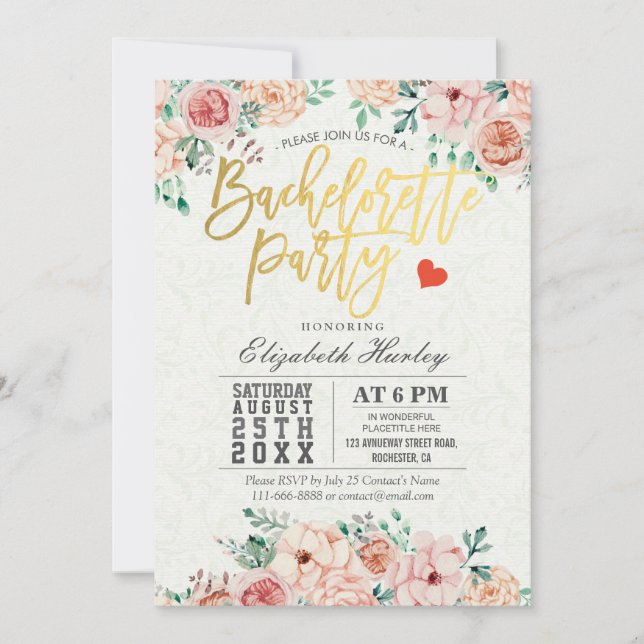 Watercolor Floral Bachelorette Party Invitation (Front)