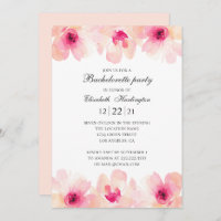 Watercolor floral bachelorette party. Pink flowers