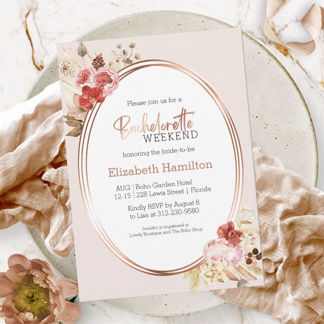 Watercolor Floral Bachelorette Weekend Itinerary Invitation (Creator Uploaded)