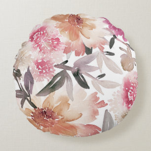 Watercolor floral backgroundpattern,flower,art,flo round cushion