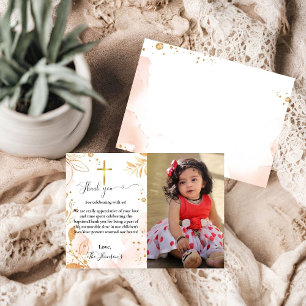 watercolor  floral baptism thank you card