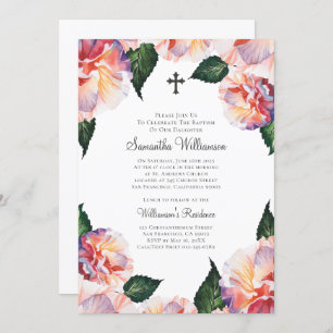 Watercolor Floral Baptismal Invitation