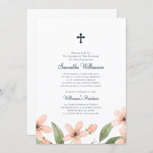 Watercolor Floral Baptismal Invitation