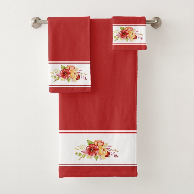 Watercolor floral bath towel set (Insitu)