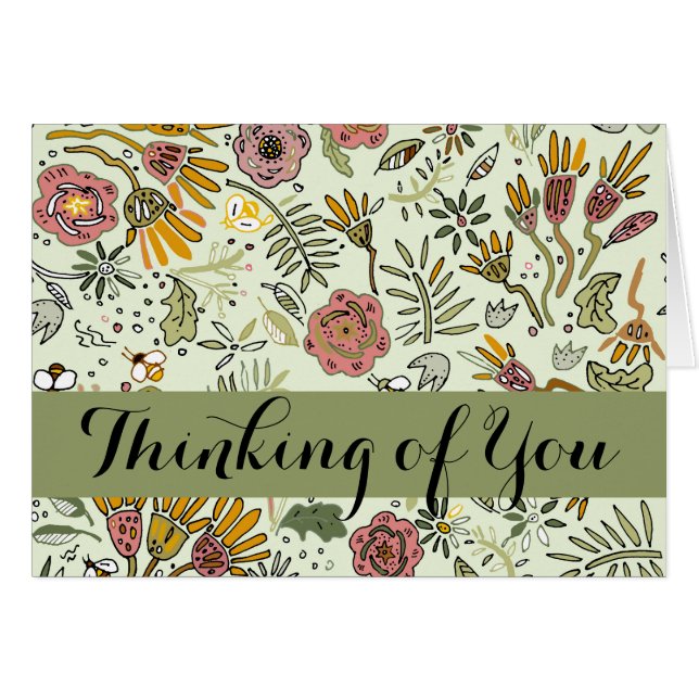 Watercolor Floral Bee Flowers Elegant Modern (Front Horizontal)