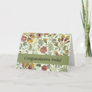 Watercolor Floral Bee Flowers Elegant Modern Card