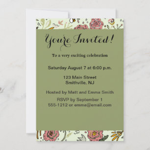 Watercolor Floral Bee Flowers Elegant Modern Invitation