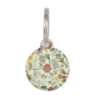 Watercolor Floral Bee Flowers Elegant Modern Pet Tag