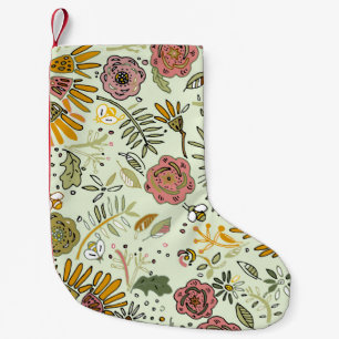 Watercolor Floral Bee Flowers Elegant Modern Small Christmas Stocking