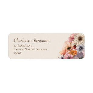Watercolor Floral Beige Baby Shower Return Address