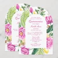 Watercolor Floral Bilingual Spanish Quinceañera