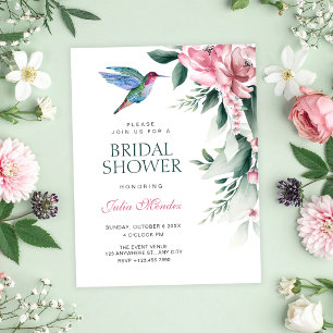 Watercolor floral bird brisal shower invitation