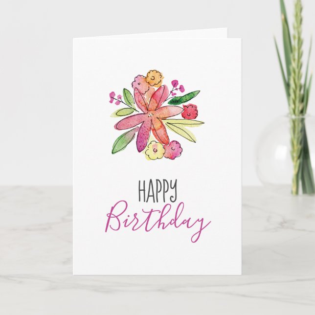 Watercolor Floral Birthday Card (Front)