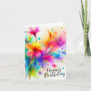 Watercolor Floral Birthday Card
