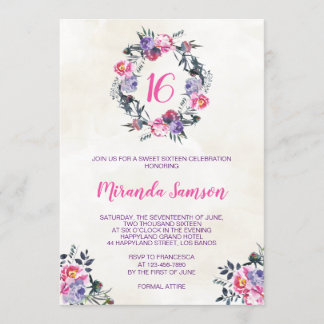 Watercolor Floral Birthday Invitation