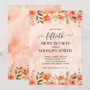 Watercolor Floral Birthday Party Invitation