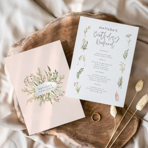 Watercolor floral birthday weekend itinerary
