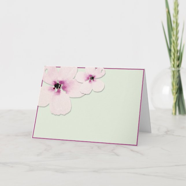 Watercolor floral blank thank you card (Front)
