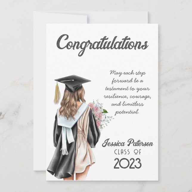 Watercolor Floral Blonde Girl Congratulations (Front)