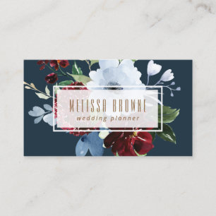 watercolor floral blue elegance card