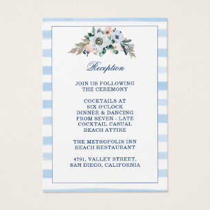 Watercolor Floral Blue Stripes Beach Reception