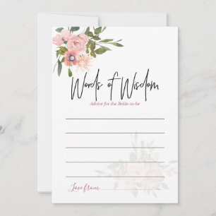 Watercolor floral Blush and Rose Gold Advice Card