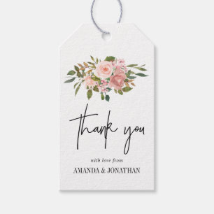 Watercolor floral Blush and Rose Gold Thank You Gift Tags